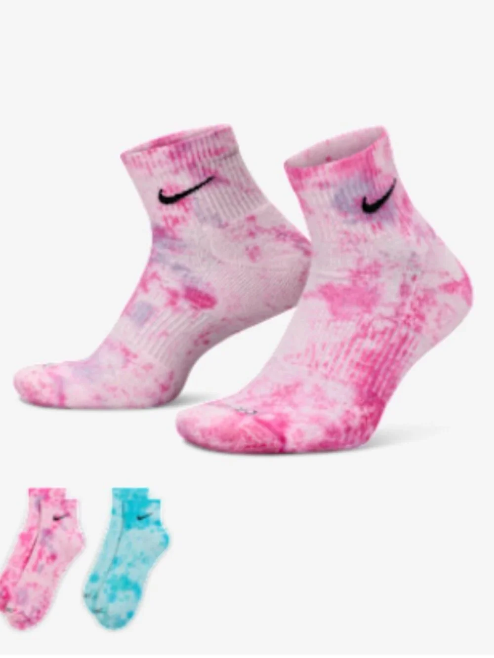 Nike Everyday Plus Cushioned Ankle Socks (2 Pairs, Pink and Blue) NWT
